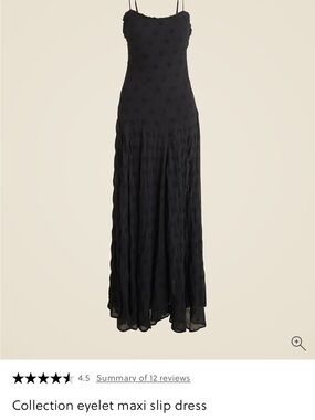J Crew Collection Black Eyelet Maxi Slip dress